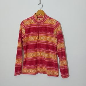 L.L Bean Fairisle Snowflake 1/4 Zip Fleece Thermal Layering Peice